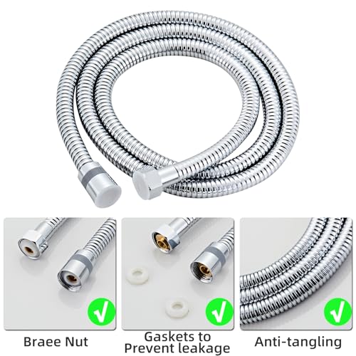 Bathroom Square Chrome Solid Brass Hand Held Shower Head With Wall Connector and Hose System Wall Mount Handheld Showerheads Set - color: Chrome