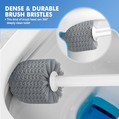 LOVLOY Toilet Plunger and Brush, Bowl Brush and Heavy Duty Toilet Plunger Set with Ventilated Holder, 2-in-1 Toilet Brush and Plunger Combo for Bathroom Cleaning (2 Pack, White) - color: White