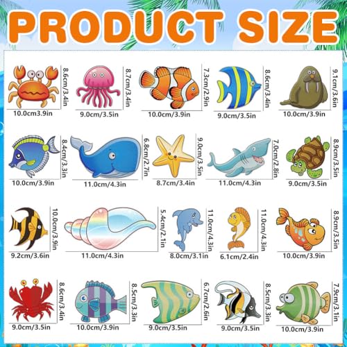 20 Pcs Non Slip Bathtub Stickers Submarine Sea Creature Anti Slip Decals Adhesive Turtle Fish Jellyfish Bathtub Appliques with Scraper for Shower and Bath(Color B) - color: Color B