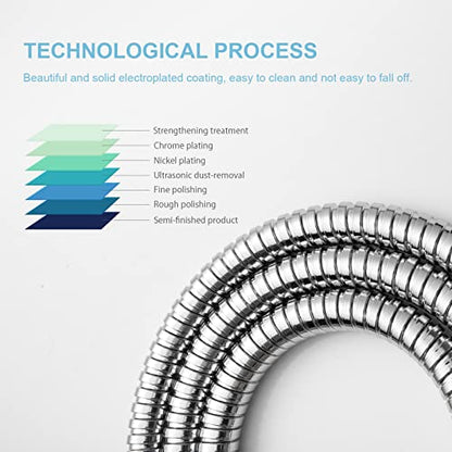 OFFO Shower Hose, 48 Inch Bidet Hose High Pressure Explosion Proof Toilet Hose for Bidet Sprayer Stainless Steel Electroplating Handheld Shower Hose Flex Hoses with Woven Inner Tube, Chrome - color: Chrome, size: 48 in