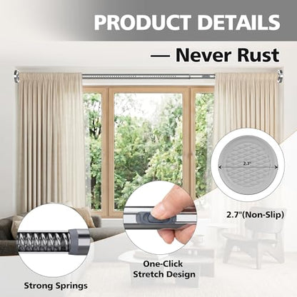 Shower Curtain Rod, Stainless Steel Tension Curtain Rods, 43"-122" | No Drill, Heavy Duty, For Shower, Bathroom & Closet, Adjustable Tension, Rustproof, Brushed Nickel - color: Brushed Nickel, size: 43-122 Inch