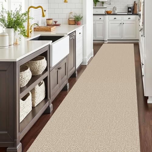 Washable Runner Rug, Non Slip Hallway Runner, 3x20 Ft, Sand/Beige | Washable Braided Runner Carpet Non Slip Rubber Dot Backed, For Hallway, Kitchen, Entryway, Bedroom, Laundry Room, Foyer - color: Sand/Beige, size: 3' x 20' (Rectangular)