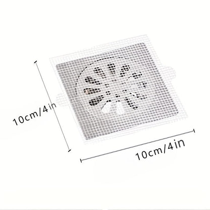 30 Pack Disposable Shower Drain Hair Catcher Mesh Stickers 4"x4" Strong Adhesive Mesh Covers for Bathroom, Kitchen & Laundry Waterproof Hair Trap Easy Apply & Remove