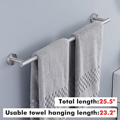 KES 23.2-Inch Towel Bar for Bathroom, Bath Towel Rack Towel Holder | Wall Mount SUS304 Stainless Steel Brushed Finish, Total Length 25.5 Inch, A2000S65B-2 - color: Brushed Grey, size: 25.5 Inch