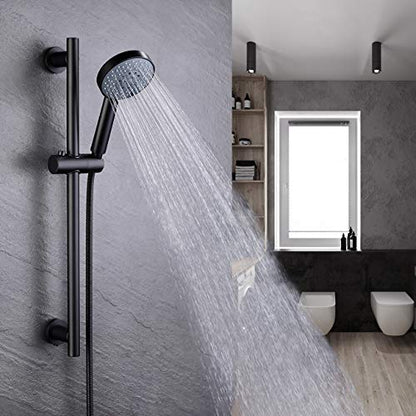 KES Adjustable Shower Head Holder with Slide Bar Combo, Handheld Shower Head with Hose 5-Function Handheld Shower Kit with Handheld Set Matte Black, F204-BK-C1 - color: Matte Black