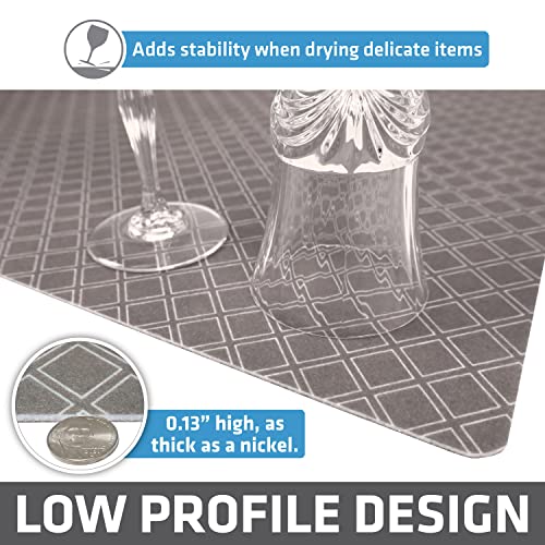 Drymate Jumbo XL Dish Drying Mat (19”x24”), Low-Profile, Super Absorbent, Quick Dry Fabric, Waterproof & Slip-Resistant, for Kitchen Counter, Trimmable, Easy to Clean (USA Made)(Taupe) - size: 19" x 24"
