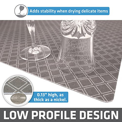 Drymate Jumbo XL Dish Drying Mat (19”x24”), Low-Profile, Super Absorbent, Quick Dry Fabric, Waterproof & Slip-Resistant, for Kitchen Counter, Trimmable, Easy to Clean (USA Made)(Taupe) - size: 19" x 24"