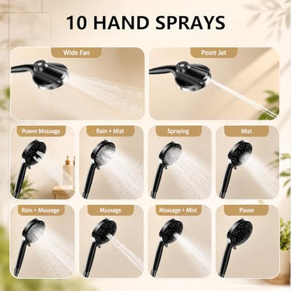 Dual Shower Head with Magnetic Handheld, Double Showerhead System, Black | High Pressure, Gifts for Two People 2 Person Couples Women Men, Adjustable, Easy Install, Renter-Friendly, SPA-Like - color: Black