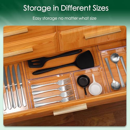 Drawer Organizer Set, Acrylic Non Slip Non Cracking Kitchen Drawer Storage Tray Large Size Divider, Multifunctional Storage for Cosmetics, Bathroom, Tools, Kitchen and Office (8 PACK) - size: 8 PACK