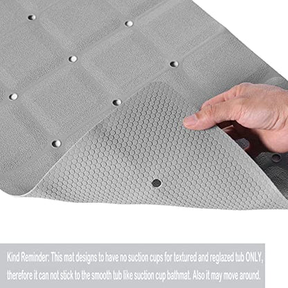 Webos Foldable Non Slip Silicon Bath Mat Bathtub mat no Suction Cups Shower mats for Textured Tub and Reglazed Tub (Foldable -Grey, 28-inch x 14-inch) - color: Foldable-grey