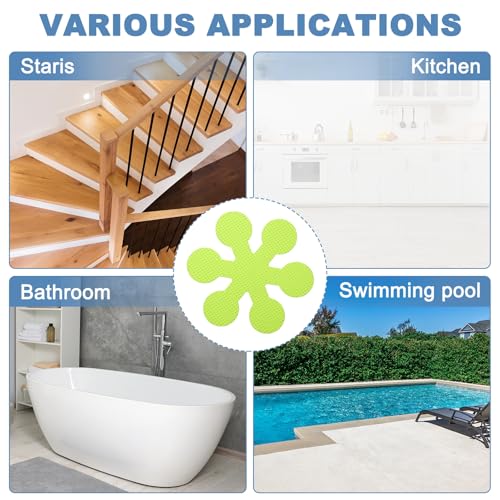 PATIKIL 20 Pcs Non Slip Bathtub Stickers, Anti Slip Shower Stickers with Scraper Bathroom Shower Floor Decals Snowflake Shape Cute Treads Tubs, Grass Green - color: Grass Green