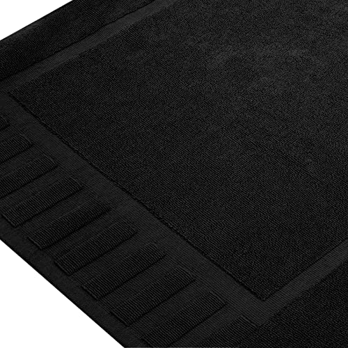 White Classic Luxury Bath Mat Floor Towel Set - Absorbent Cotton Hotel Spa Shower/Bathtub Mats [Not a Bathroom Rug] 22"x34" | 2 Pack | Black - color: 04: Black