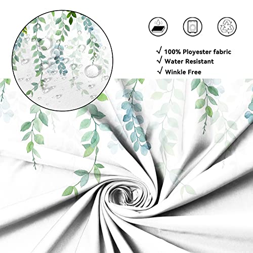 AWERT Plant Shower Curtain for Bathroom Sage Green Eucalyptus Waterproof Quick-Drying Green Leaves Shower Curtain Set with Hooks 60x72 Inch - color: Green, size: 60"W x 72"L (Pack of 1)