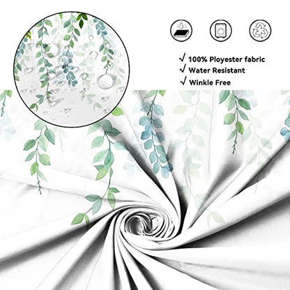 AWERT Plant Shower Curtain for Bathroom Sage Green Eucalyptus Waterproof Quick-Drying Green Leaves Shower Curtain Set with Hooks 60x72 Inch - color: Green, size: 60"W x 72"L (Pack of 1)