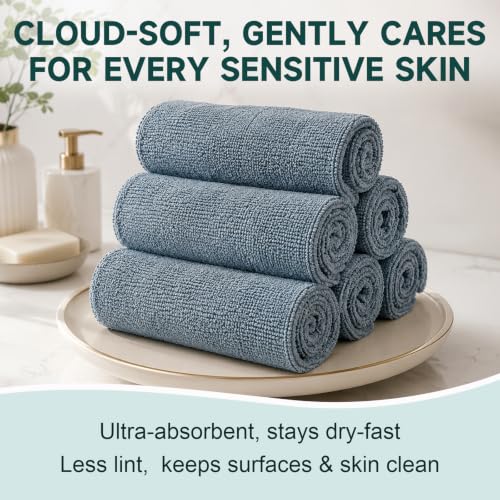 TEAWOO Grey Washcloths 15 Pack, Highly Absorbent & Quick Drying | Face Towels, Soft Bath Towels, Multi-Purpose Microfiber Wash Cloths for Bathroom, Hotel, Spa, Gym and Kitchen, 12x12 inches - size: 15Pack Grey