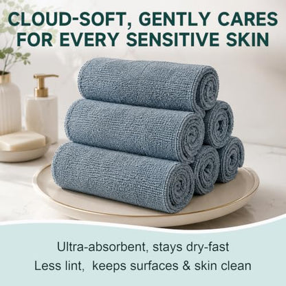 TEAWOO Grey Washcloths 15 Pack, Highly Absorbent & Quick Drying | Face Towels, Soft Bath Towels, Multi-Purpose Microfiber Wash Cloths for Bathroom, Hotel, Spa, Gym and Kitchen, 12x12 inches - size: 15Pack Grey