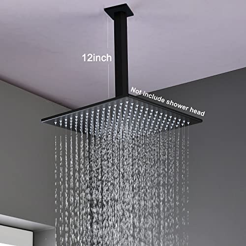 Enga Brass 12-Inch Ceiling Mount Shower Arm (Black) - color: Matte Black, style: 12 Inch