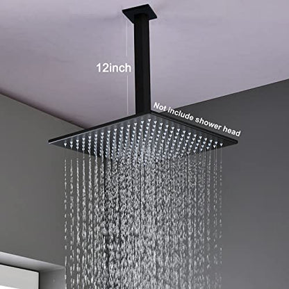 Enga Brass 12-Inch Ceiling Mount Shower Arm (Black) - color: Matte Black, style: 12 Inch