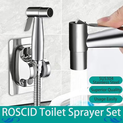 Handheld Bidet Sprayer Attachment Set G1/2 Toilet Bidet with 2M Hose - color: Silver