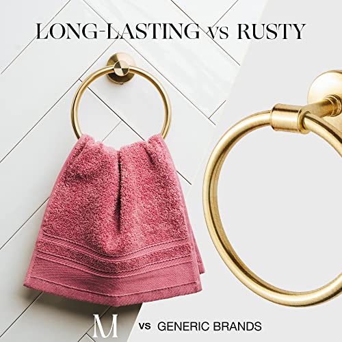Marmolux Acc Brushed Gold Towel Ring - Modern Hand Towel Holder - Stainless Steel Bathroom Towel Rack - Round Hanger - color: Brushed Gold/Brass, size: Towel Ring