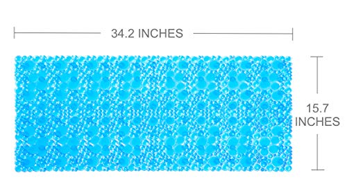 Pebble Bathtub Shower Mat Non Slip 34.2"x15.7", Transparent Blue | Extra Long Bath Mat for Tub Non Slip, Machine Washable, Shower Mats for Inside Shower, Bathroom Mat, with Suction Cups - color: Transparent Blue