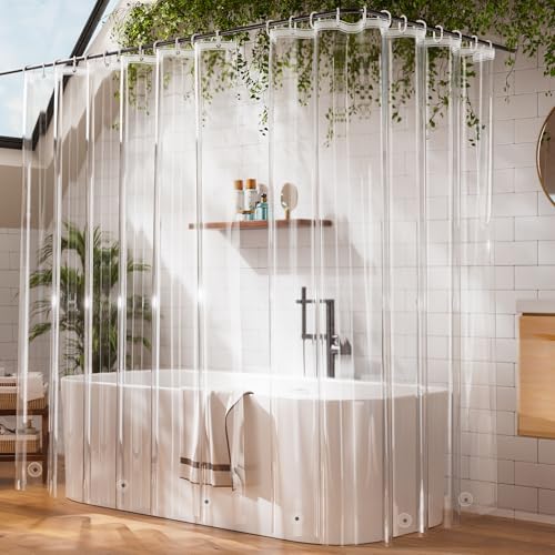 Clear Shower Curtain Liner 72x72, 2 Pack PEVA Waterproof Plastic Shower Curtain with 3 Extra Strong Magnets & 12 Metal Grommets, Lightweight Vinyl Shower Liner for Bathroom, 72 x 72 Inches - color: Clear, size: 72"W x 72"L (Pack of 2)