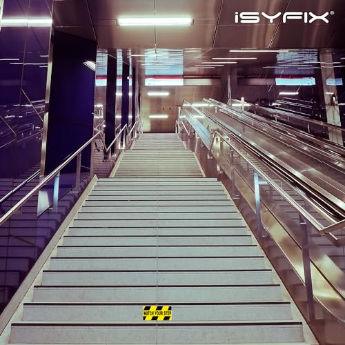 iSYFIX Watch Your Step Floor Decals Stickers, 10x5 Inch, 6 Pack | Self-Adhesive Vinyl, Laminated Anti-Slip, Water Resistance, Indoor & Outdoor - size: 10x5 inch