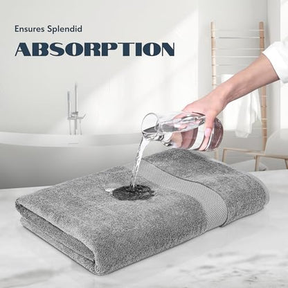 White Classic Luxury Bath Towels Set of 4 Large - 700 GSM Cotton Ultra Soft Bath Towels 27x54 | Highly Absorbent and Quick Dry | Hotel Towels for Bathroom Luxury, Plush Shower Towels, Light Grey - color: 02: Light Grey