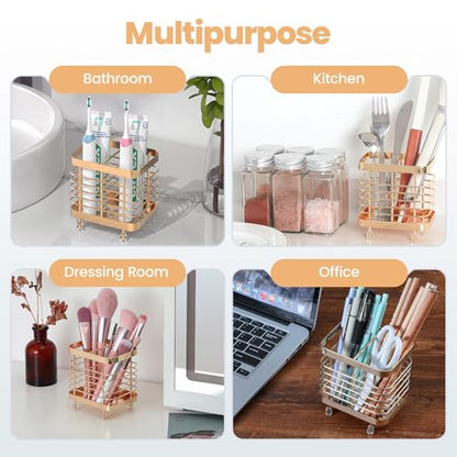 Luxspire Toothbrush Holders for Bathroom, Stainless Steel, 2 Slots, Rose Gold - color: Rose Gold, size: 2 slots