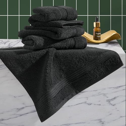 Ted Baker 4-Pack Cotton Washcloth Set Soft, Highly Absorbent 13 x 13, Black - color: Black, size: Washcloth Set - 4 Piece