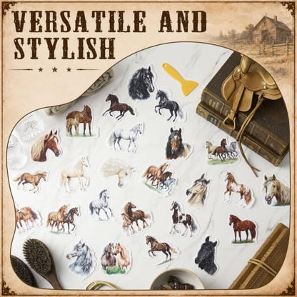 Fullhawl 30 Pcs Horse Non Slip Bathtub Stickers Horse Anti Slip Shower Stickers Shower Floor Nonslip Sticker Applique Adhesive Decals Treads with Scraper for Bathtub Bathroom Floor - style: Horse