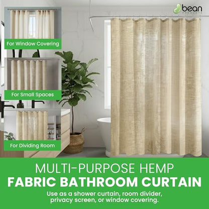 Bean Products Natural Hemp Wide Shower Stall Curtain Liner - 54x74 | Non Toxic, Eco Friendly, Mildew Resistant Cloth Shower Cutain Liner - Washable, Quick Dry, Breathable, Odor Free, No Plastic - color: Hemp Natural, size: 54"W x 74"L (Pack of 1)