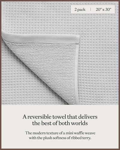 Cozy Earth Waffle Hand Towels, Mini Textured Waffle Weave Pattern | 60% Cotton 40% Viscose from Bamboo Hand Towels 20 x 30 Inches, Soft and Absorbent Terry, 2 Pack Light Grey - color: Light Grey, size: Hand Towel