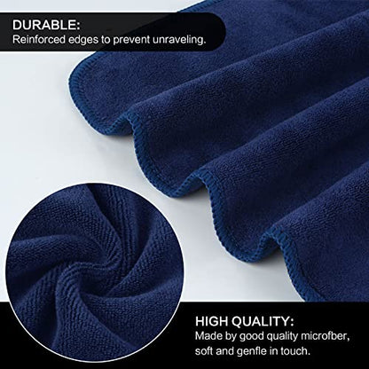 Microfiber Facial Cloths Fast Drying Washcloth 12inch x 12inch (Pack of 2, Navy Blue) - color: Navy Blue, size: 1 Count (Pack of 2)