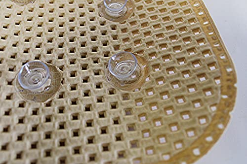 Bathtub and Shower Soft Waffle Cushioned Texture Spa Bathroom Shower and Bath Mat Non Slip 27.5" x 16" with Suction Cups and Drain Holes (Beige) - color: Beige