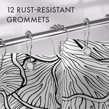 AmazerBath Black and White Shower Curtain, Bathroom Shower Curtain with 12 Shower Curtain Hooks, Rustic Fabric Black and White Shower Curtain Set, 72x72 Inches - color: B- Black and White Patterns+12 Metal Hooks, size: 72"W x 72"L (Pack of 1)
