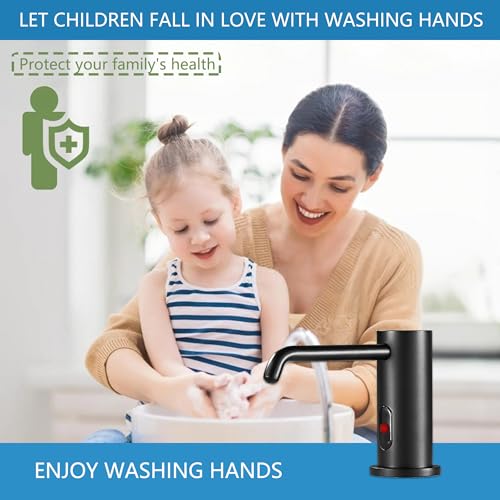 Touchless Automatic Soap Dispenser Built in Sink Electric Soap Dispenser | Sensor Soap Dispenser Complete With Bottle And Pump Suitable For Household Kitchen Indoor Bathroom Public Wash Sink Use - size: Drip-black