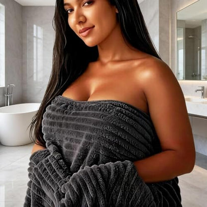 Luxury 2-Piece Quick-Dry Bath Towel Set 27.5X 55 Inches – Ultra Soft Microfiber for Bathroom, Bar, Pool, Gym & Travel – Elegant Twill Design - color: Darkgrey+lightgrey