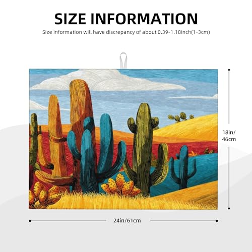 Cactus Dish Drying Mats for Kitchen Counter Absorbent Reversible Drying Mats Microfiber Kitchen Countertop Protector Dishes Drying Pad Extra Large “18 x 24" Dish Mat - color: Yellow-Cactus