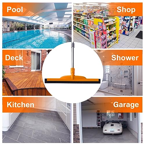 Heavy-Duty Floor Squeegee, 62" Adjustable Handle, EVA Foam Blade, Ideal for Concrete, Garage, Patio & More