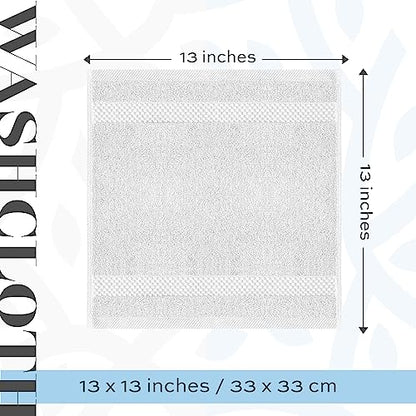 White Classic Luxury Cotton Washcloths 13x13 Inch - 650 GSM Turkish Cotton | Hotel, Spa, Bathroom Face Towel | 12 Pack, Silver - color: 05: Silver