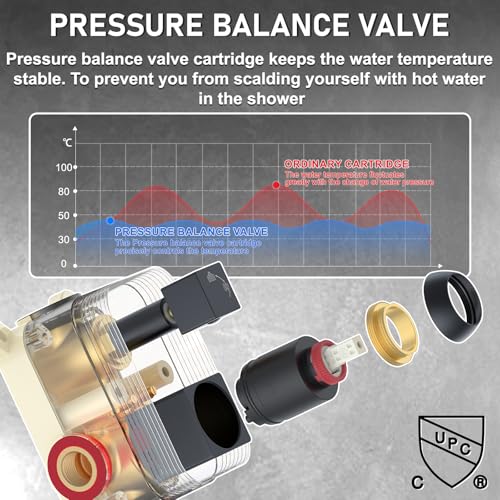 Iriber Shower Set with 12 Inch High Pressure Rain Shower Head and Handheld and Shower Faucet Mixer Valve Modern Shower System Including Pressure Balance Valve Shower Trim Kit for Bathroom,Matte Black - color: Matte Black 05