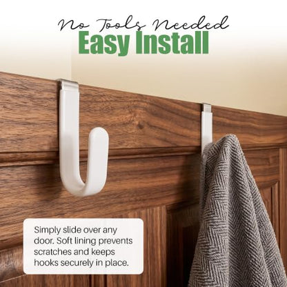 Evelots Over The Door Hooks - 2 Pack - Hangers for Clothes, Towel, Coats, Hats, Handbags - Made of Rubber Coated Steel - Closet, Bathroom, Office - size: 2 Pack, style: Wide Width Door Hooks