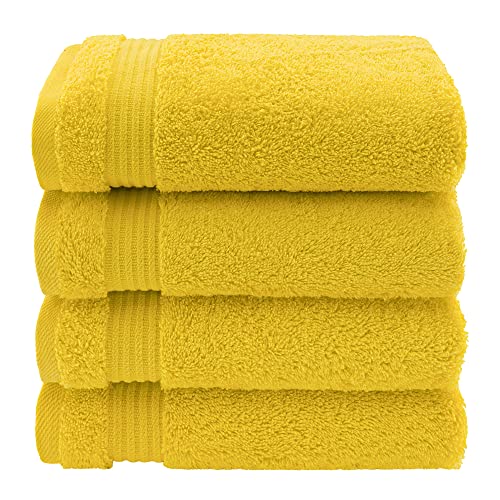 American Veteran Towel, Hand Towels for Bathroom Set of 4, 100% Cotton Turkish Hand Towel Sets, Soft Hand Face Towels, Yellow Hand Towels - color: Yellow