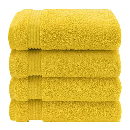 American Veteran Towel, Hand Towels for Bathroom Set of 4, 100% Cotton Turkish Hand Towel Sets, Soft Hand Face Towels, Yellow Hand Towels - color: Yellow