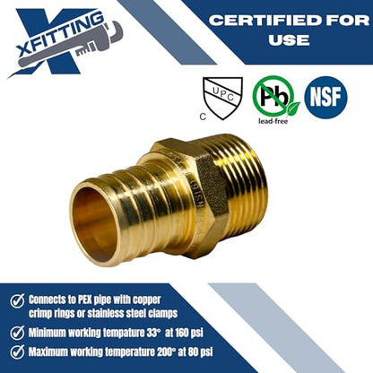 2 Pack XFITTING 1 inch Pex x 3/4 inch Male NPT Adapter, Pex MNPT - size: 1" Pex x 3/4" Male