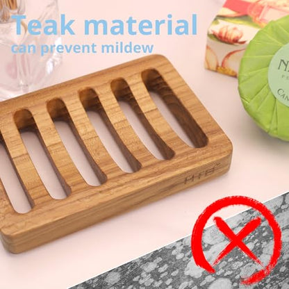 HTB Slotted Bar Soap Holder Teak Wood,Sponge Holder for Kitchen Sink | Self Draining Soap Dish for Shower, Bathroom, Bathtub, RV,Soap Saver Keep Soap Dry,Extend Soap Life,Bathroom Accessories - color: 1pcs