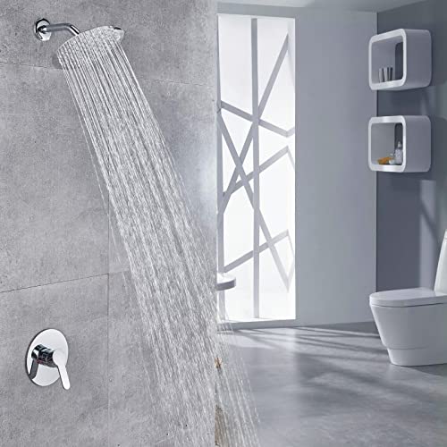 Voolan High Pressure Rain Shower Head - Rainfall Shower head Made of All Metal Stainless Steel - Comfortable Shower Experience Even at Low Water Flow (8 Inch, Chrome) - color: Chrome, size: 8 Inch
