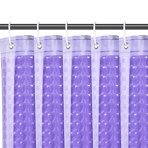EVA Purple Shower Curtain Liner, 3D Plastic 5G Shower Liner with 12 Rustproof Metal Grommets and Weighted Magnets, Waterproof Duty for Bathroom 72 x 72 - color: Square-purple