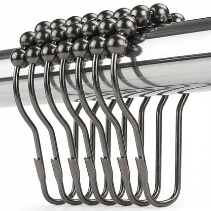 Shower Curtain Hooks Rings, Rustproof Metal Shower Curtain Rings for Bathroom Shower Rods Curtains - Set of 12, Black Nickel - color: Black Nickel